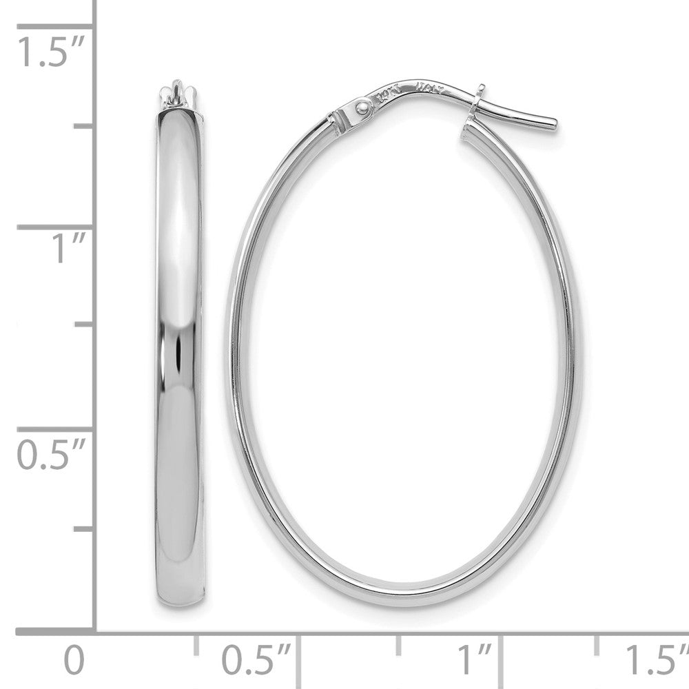 14K Weißgold Poliert Oval Creolen