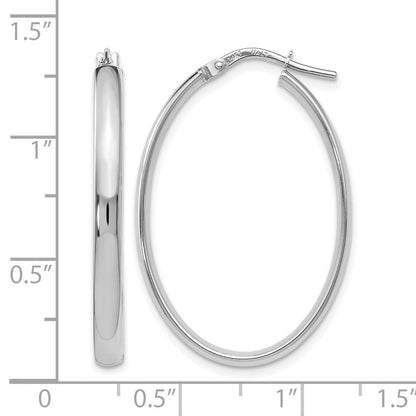 14K Weißgold Poliert Oval Creolen