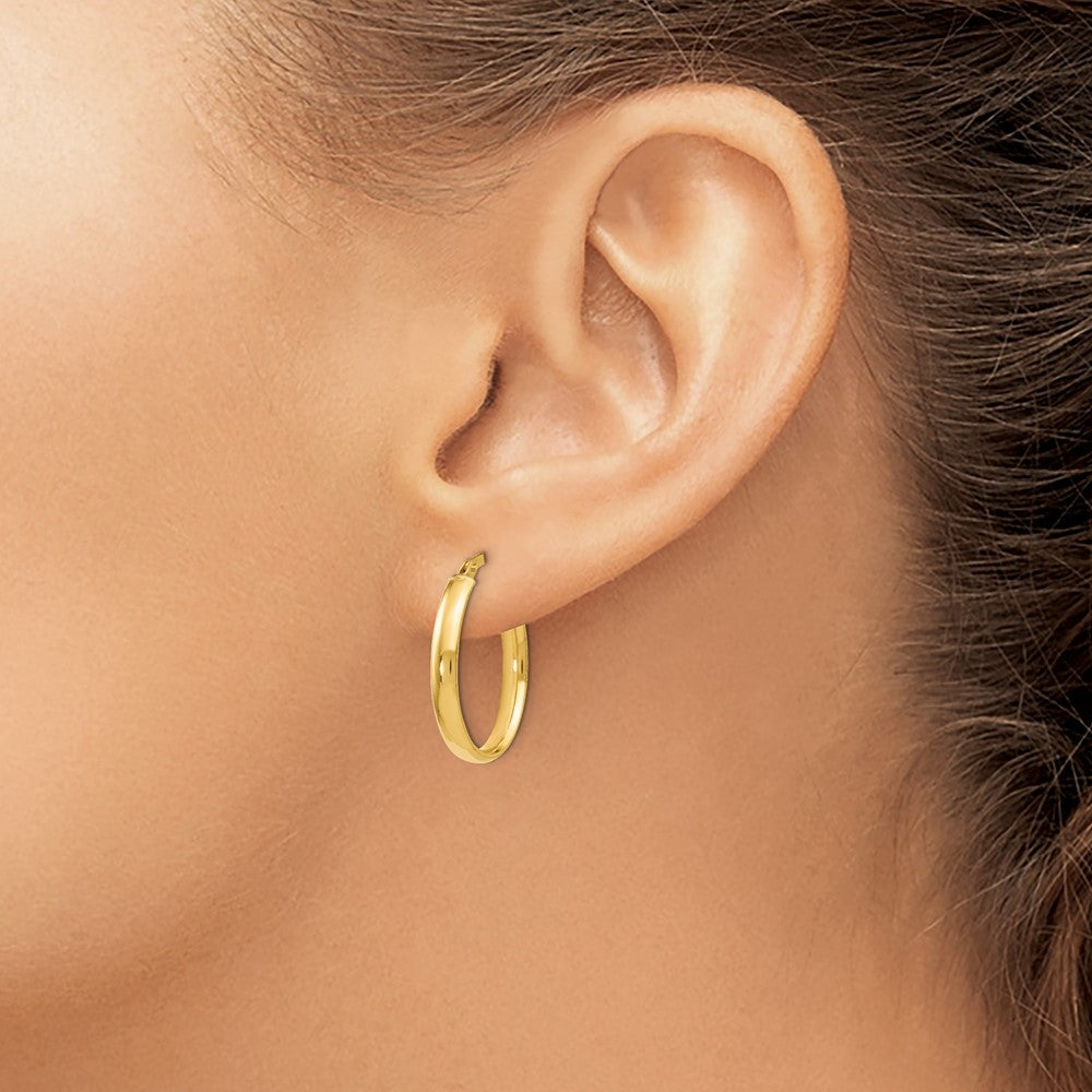 14K Gelbgold Poliert Oval Creolen