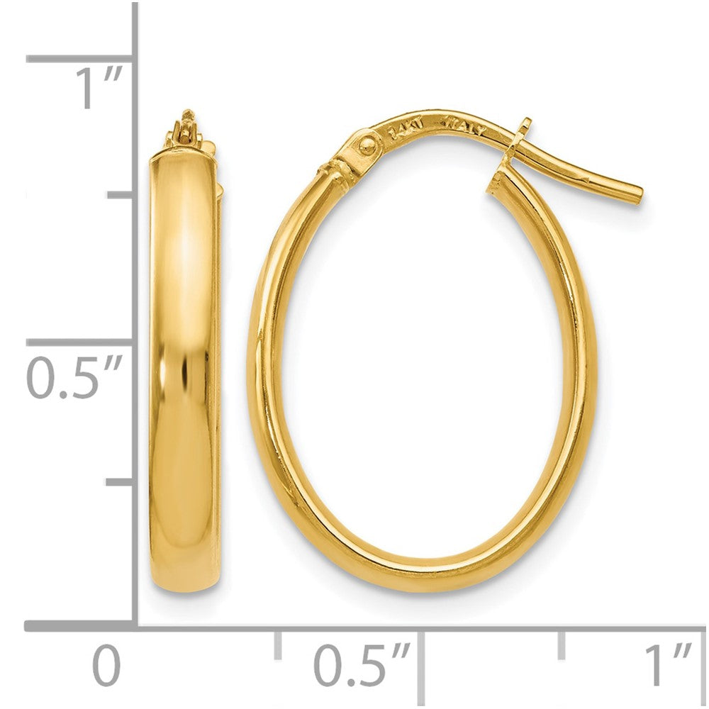 14K Gelbgold Poliert Oval Creolen
