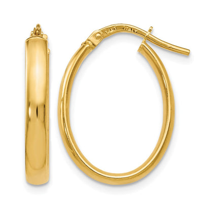 14K Gelbgold Poliert Oval Creolen