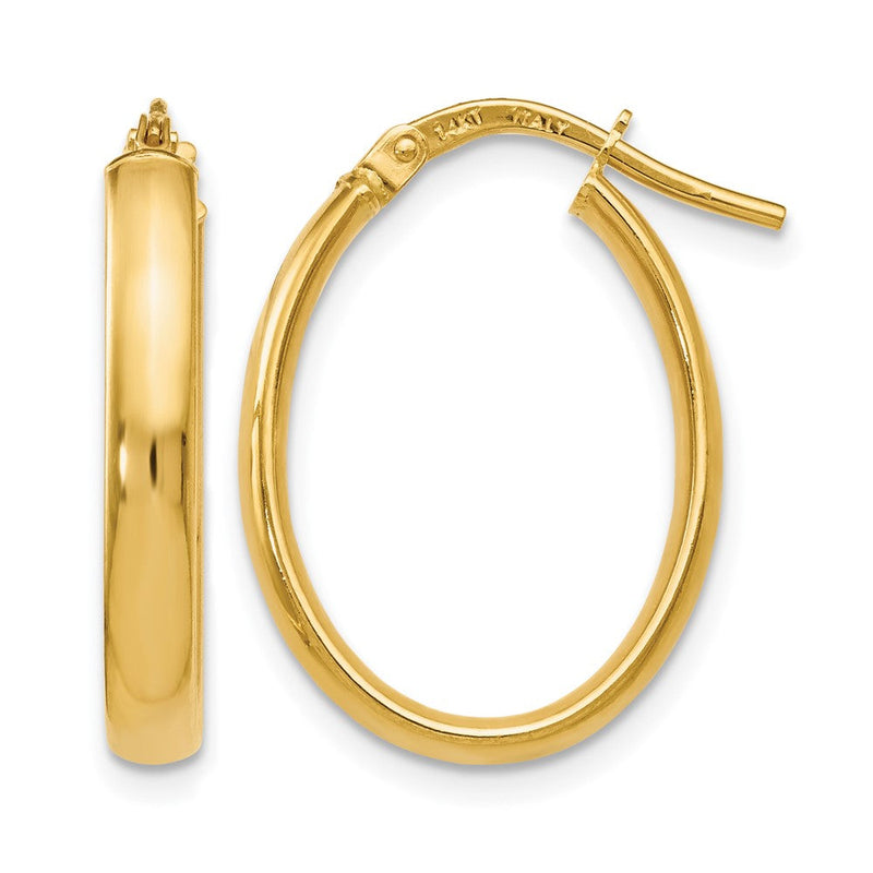 14K Gelbgold Poliert Oval Creolen