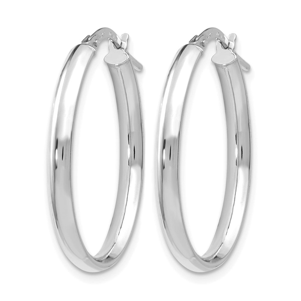 14K Weißgold Poliert Oval Creolen