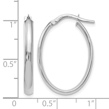 14K Weißgold Poliert Oval Creolen