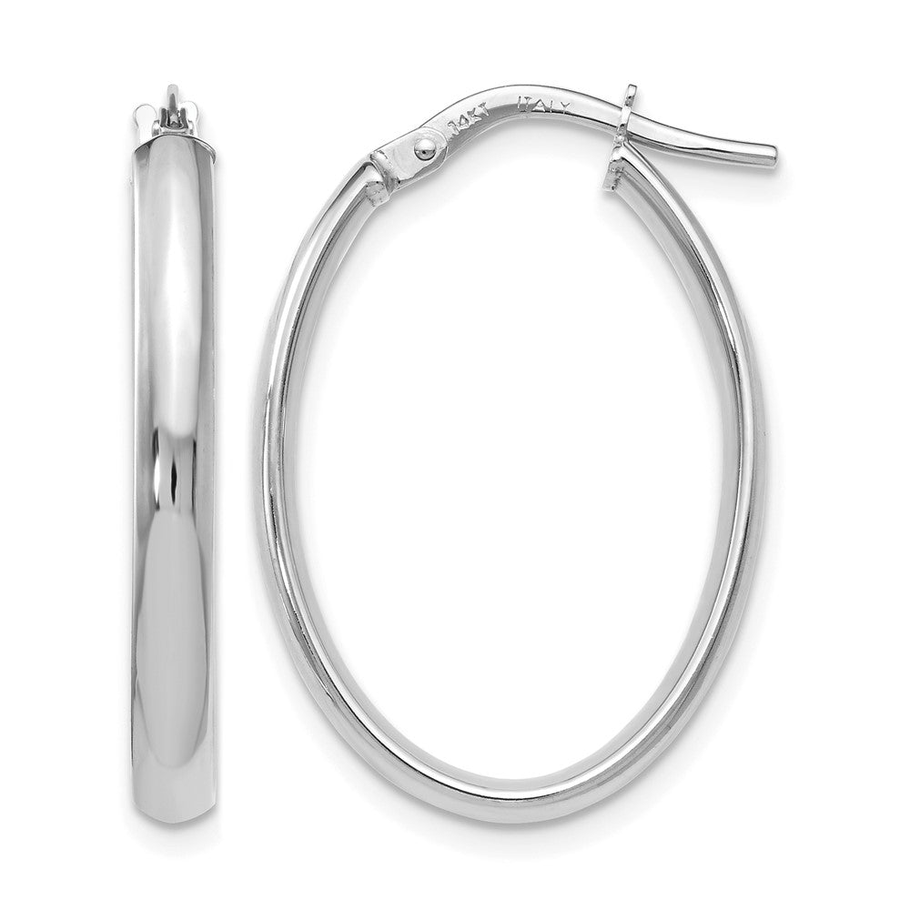 14K Weißgold Poliert Oval Creolen