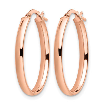14K Roségold Poliert Oval Creolen
