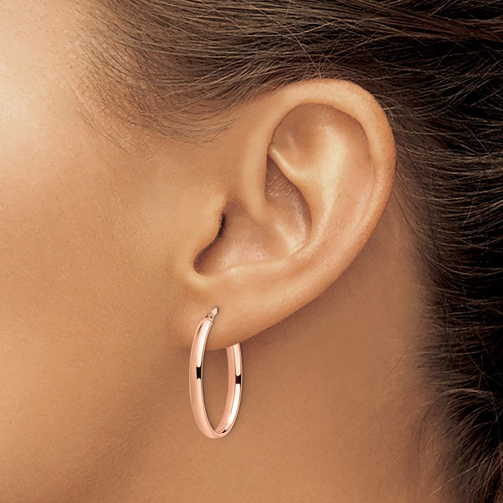 14K Roségold Poliert Oval Creolen