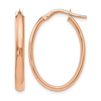 14K Roségold Poliert Oval Creolen