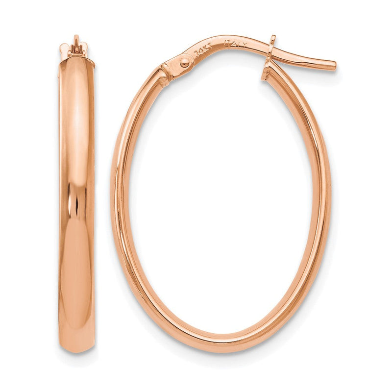 14K Roségold Poliert Oval Creolen