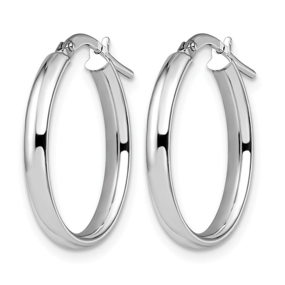 14K Weißgold Poliert Oval Creolen