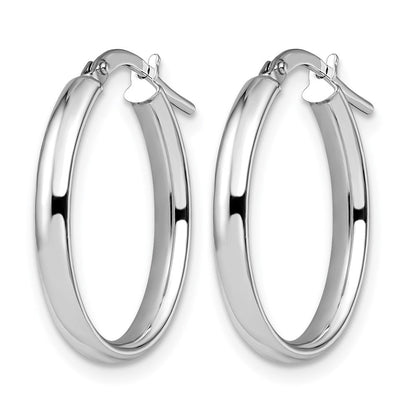 14K Weißgold Poliert Oval Creolen