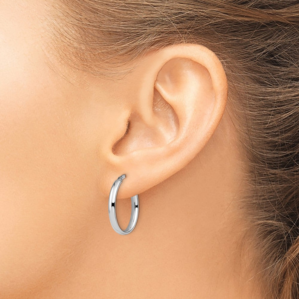 14K Weißgold Poliert Oval Creolen