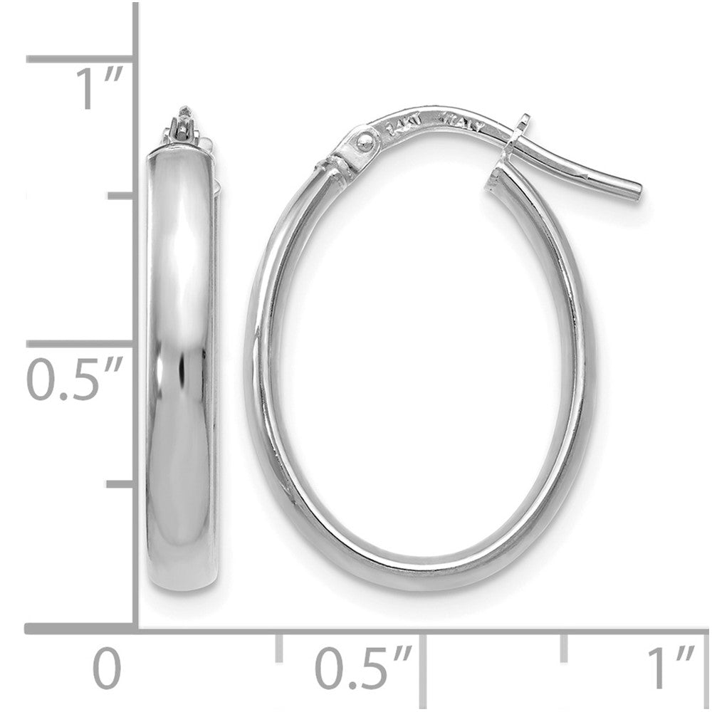 14K Weißgold Poliert Oval Creolen