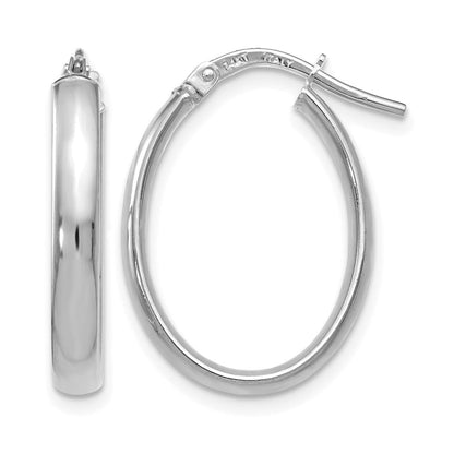 14K Weißgold Poliert Oval Creolen