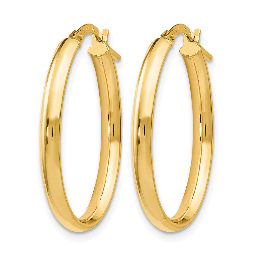 14K Gelbgold Poliert Oval Creolen