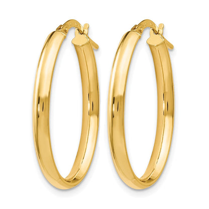 14K Gelbgold Poliert Oval Creolen