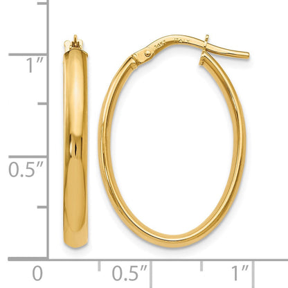 14K Gelbgold Poliert Oval Creolen