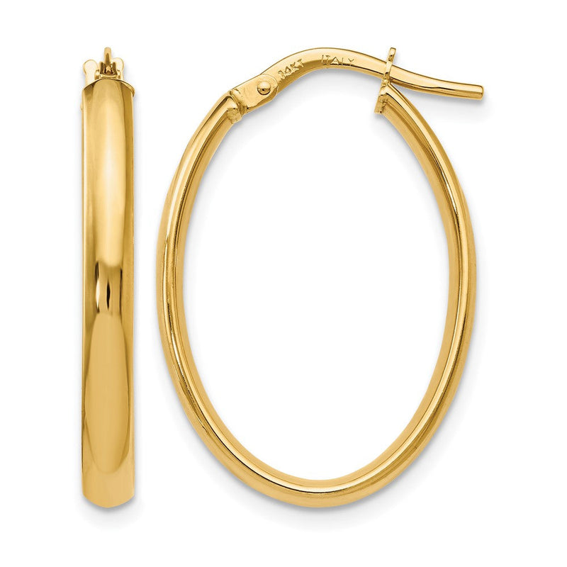 14K Gelbgold Poliert Oval Creolen