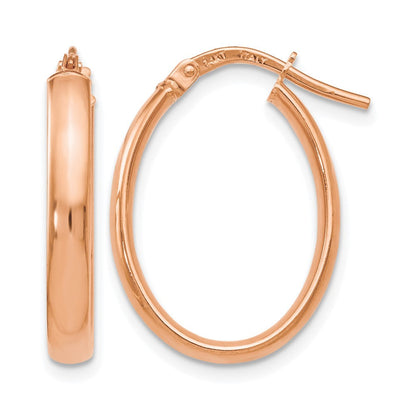 14K Roségold Poliert Oval Creolen