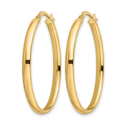 14K Gelbgold Poliert Oval Creolen