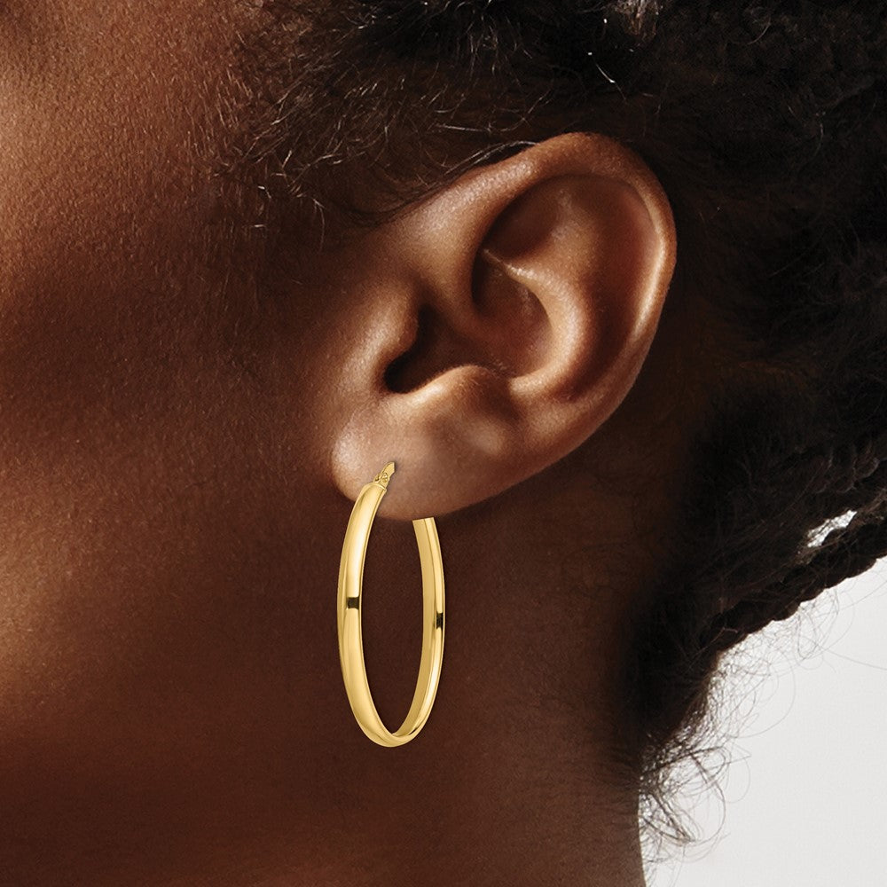 14K Gelbgold Poliert Oval Creolen