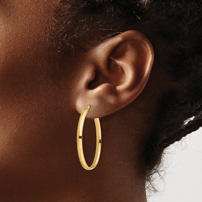 14K Gelbgold Poliert Oval Creolen