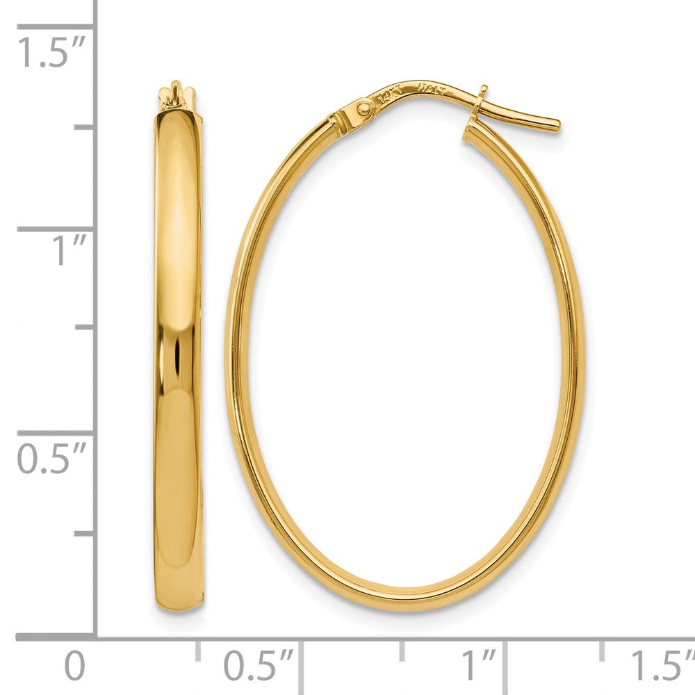 14K Gelbgold Poliert Oval Creolen