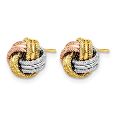 14K Gelb & Rhodium mit Weiß und Rose Knoten Poliert Diamantiert Ohrstecker