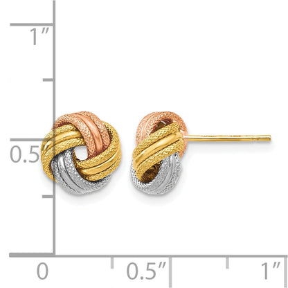 14K Gelb & Rhodium mit Weiß und Rose Knoten Poliert Diamantiert Ohrstecker