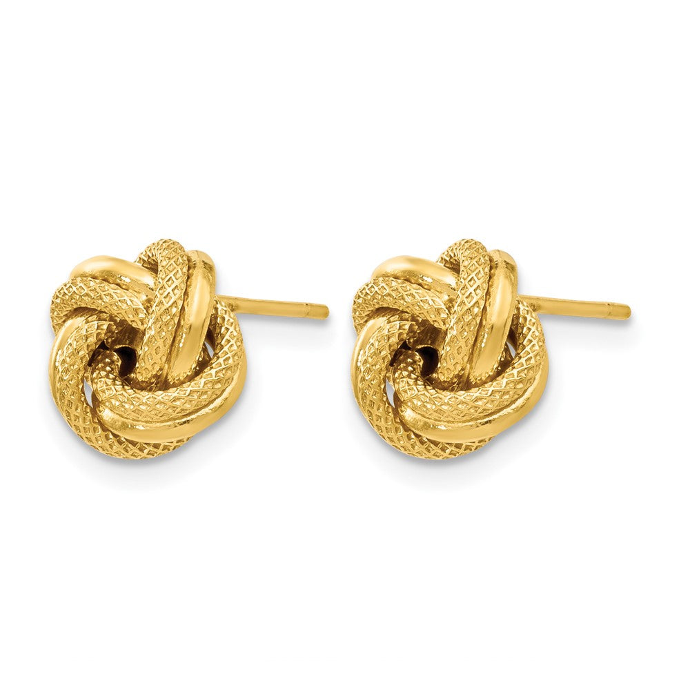 14K Gelbgold Poliert Diamantiert Liebe Knoten Ohrstecker