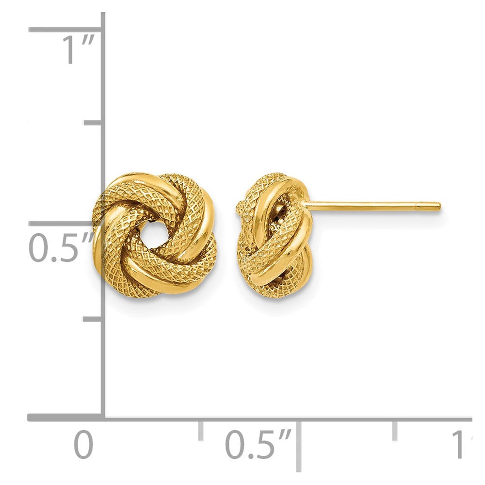 14K Gelbgold Poliert Diamantiert Liebe Knoten Ohrstecker