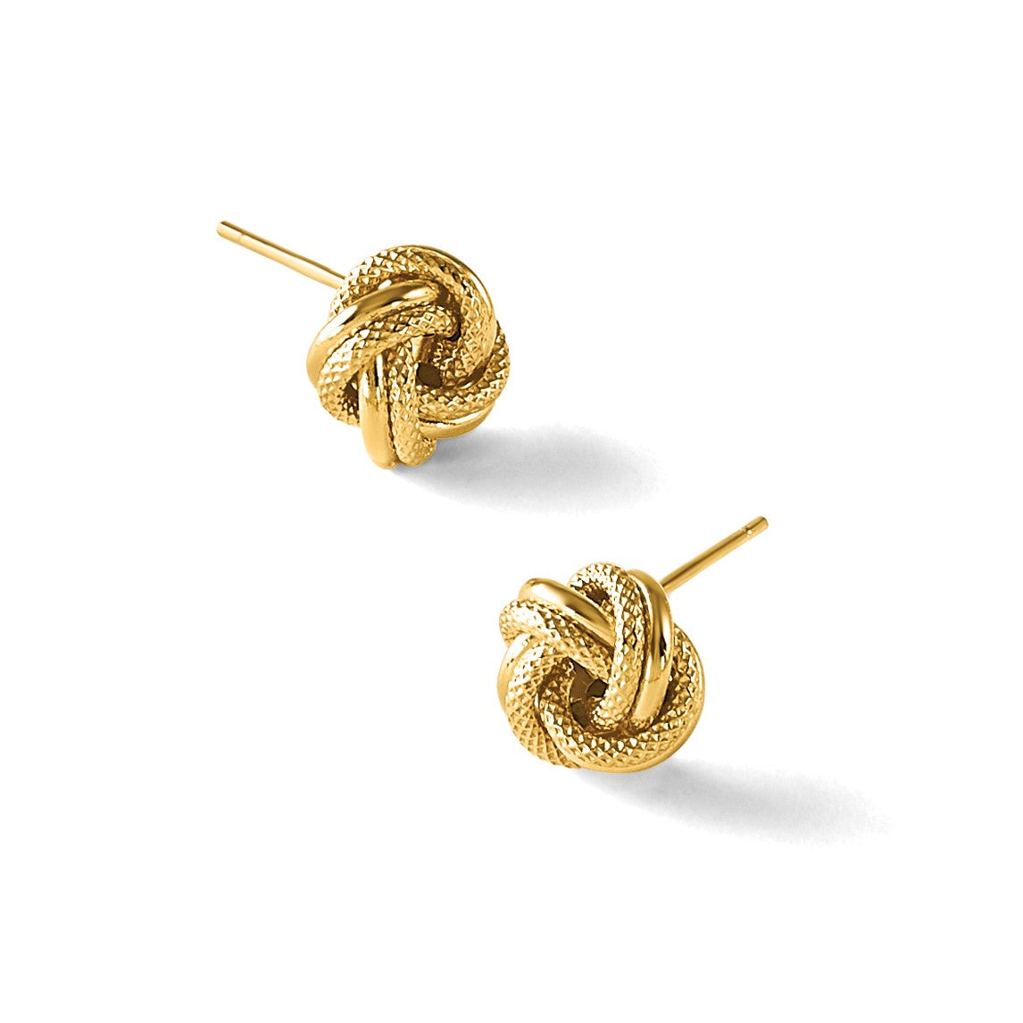 14K Gelbgold Poliert Diamantiert Liebe Knoten Ohrstecker