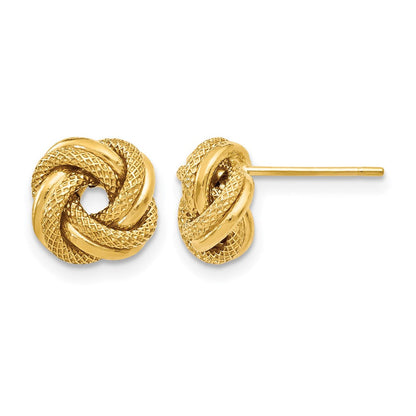 14K Gelbgold Poliert Diamantiert Liebe Knoten Ohrstecker