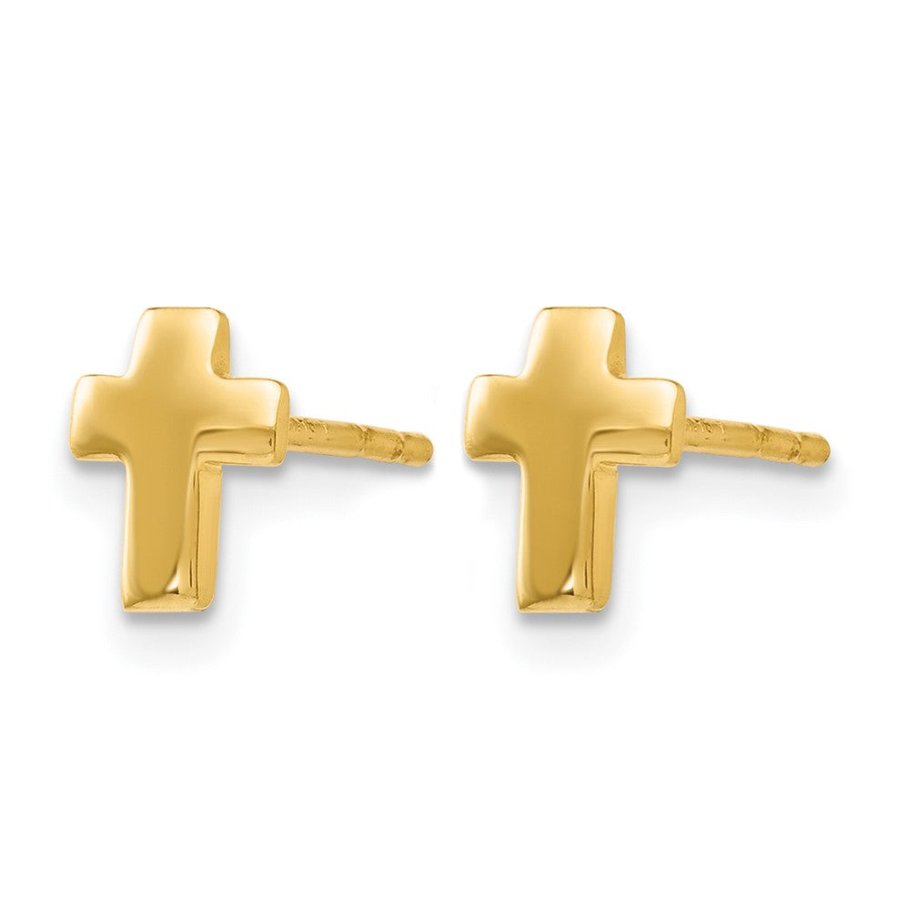 14K Gelbgold Poliert Kreuz Ohrstecker