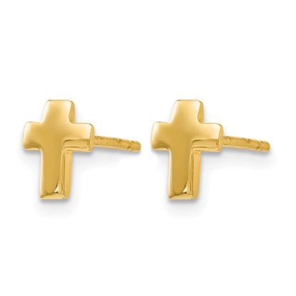 14K Gelbgold Poliert Kreuz Ohrstecker