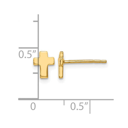 14K Gelbgold Poliert Kreuz Ohrstecker