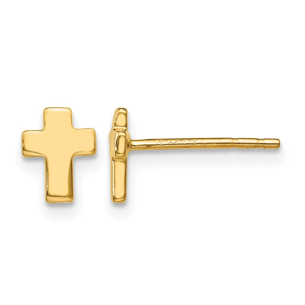 14K Gelbgold Poliert Kreuz Ohrstecker