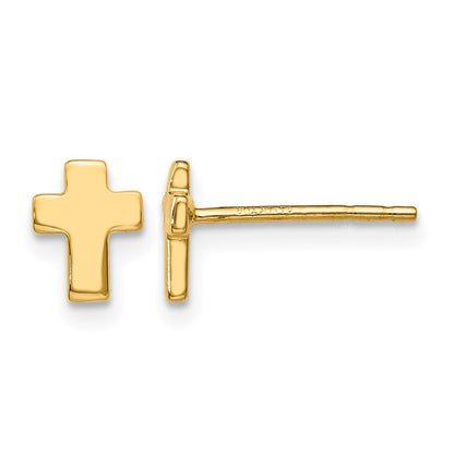 14K Gelbgold Poliert Kreuz Ohrstecker