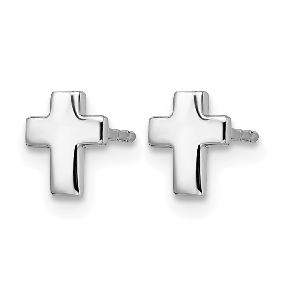 14K Weißgold Poliert Kreuz Ohrstecker