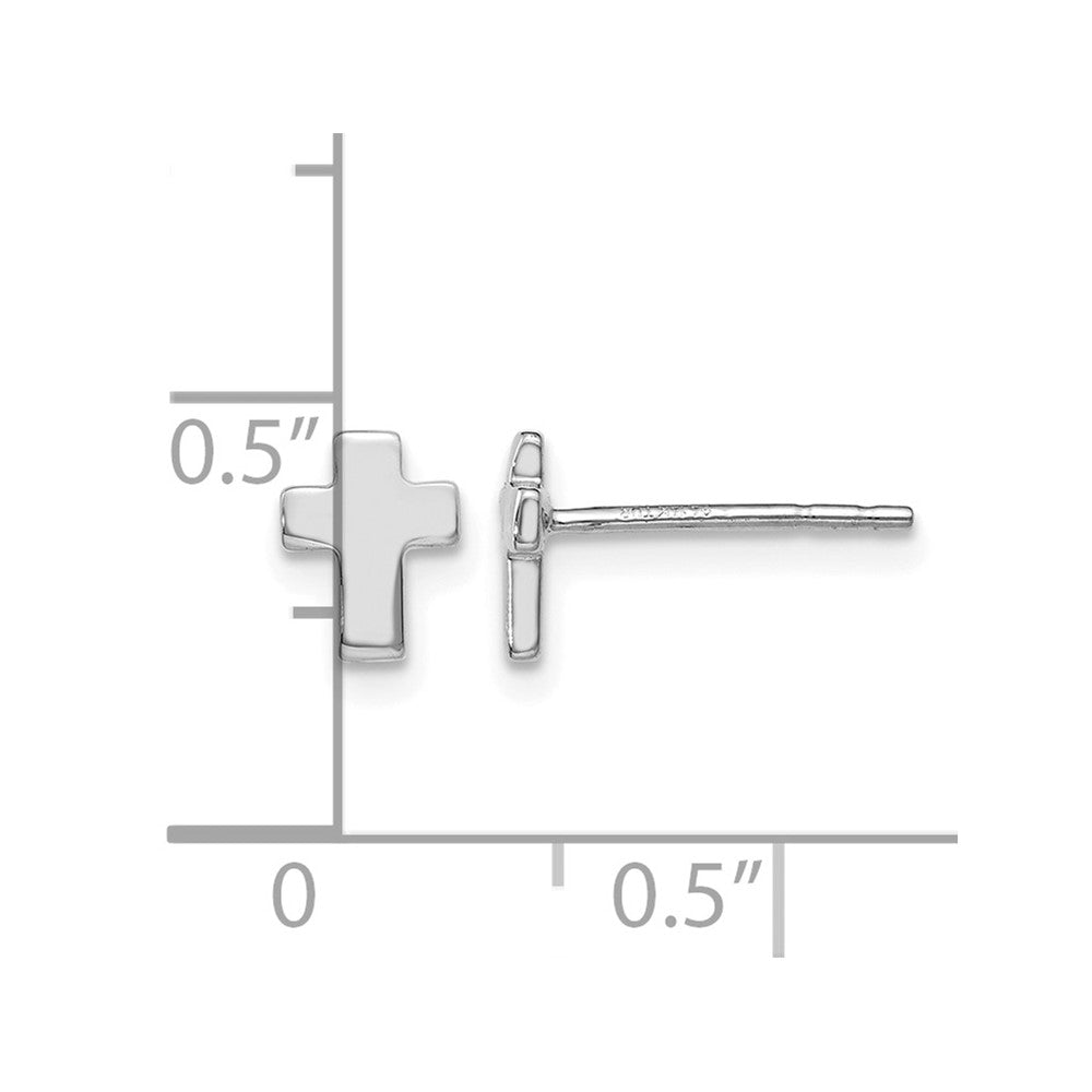 14K Weißgold Poliert Kreuz Ohrstecker