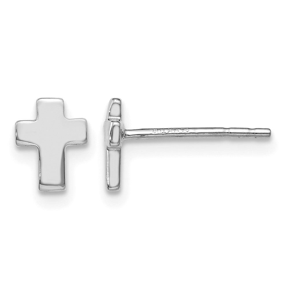 14K Weißgold Poliert Kreuz Ohrstecker