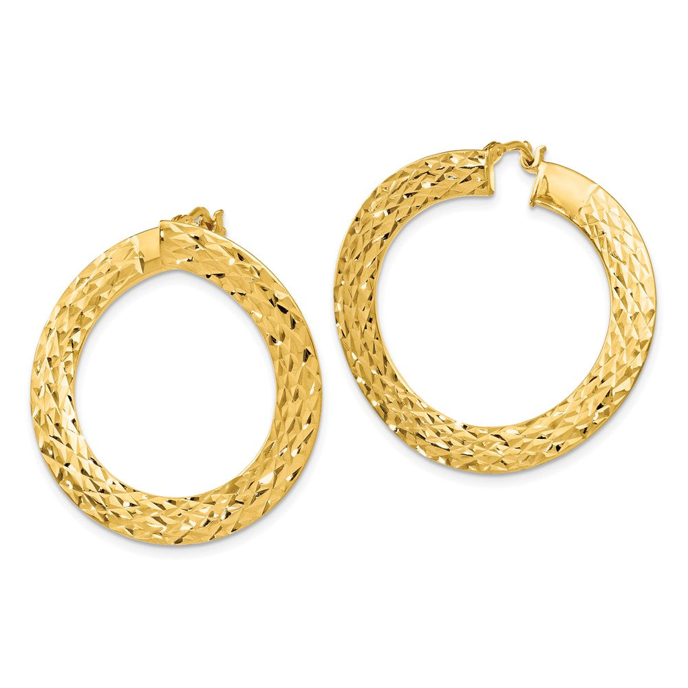 14K Gelbgold Poliert Diamantiert Gedreht Creolen