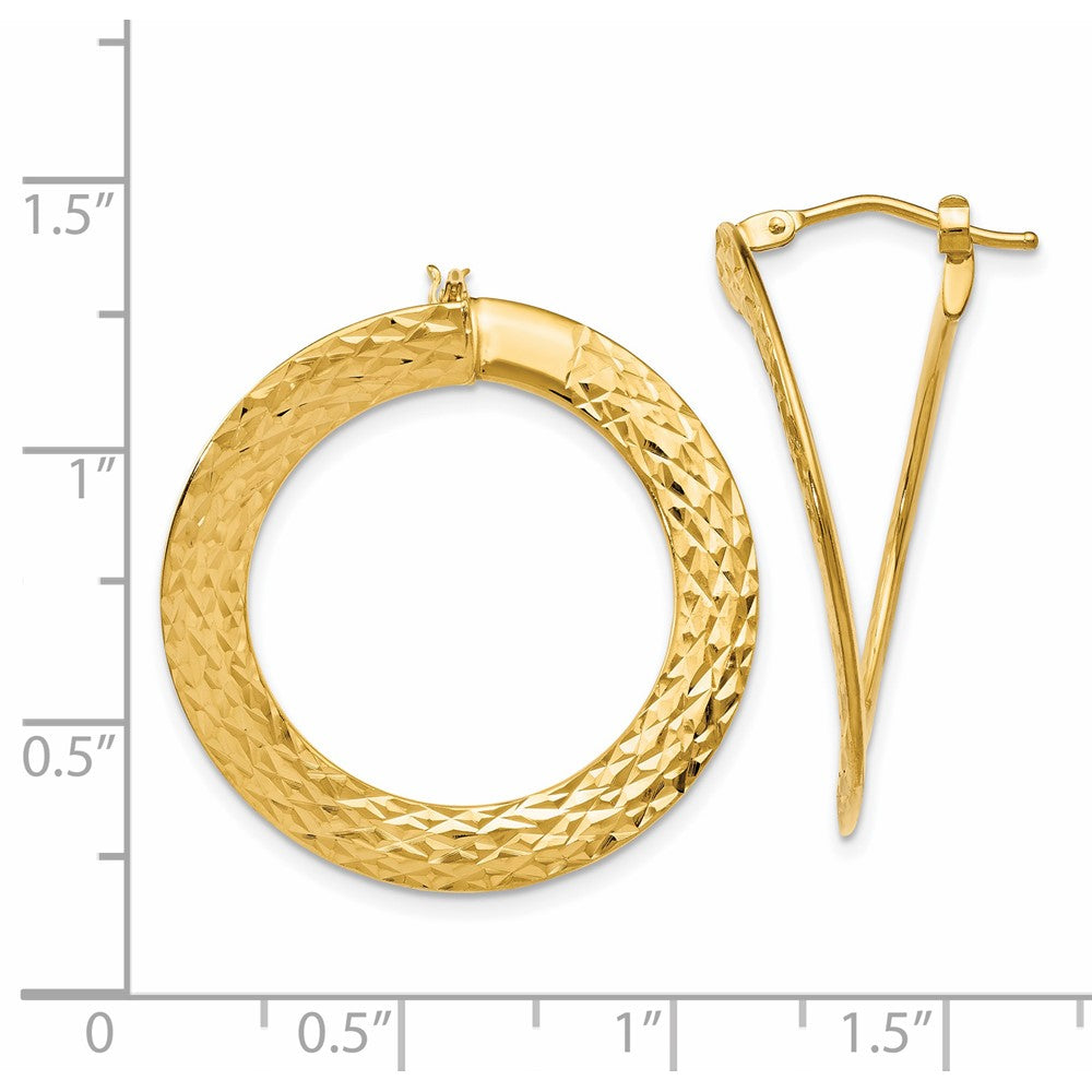 14K Gelbgold Poliert Diamantiert Gedreht Creolen
