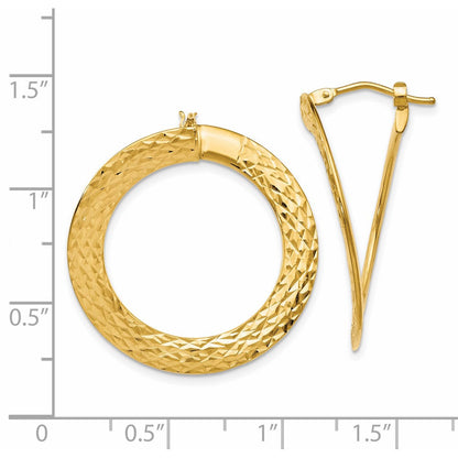 14K Gelbgold Poliert Diamantiert Gedreht Creolen