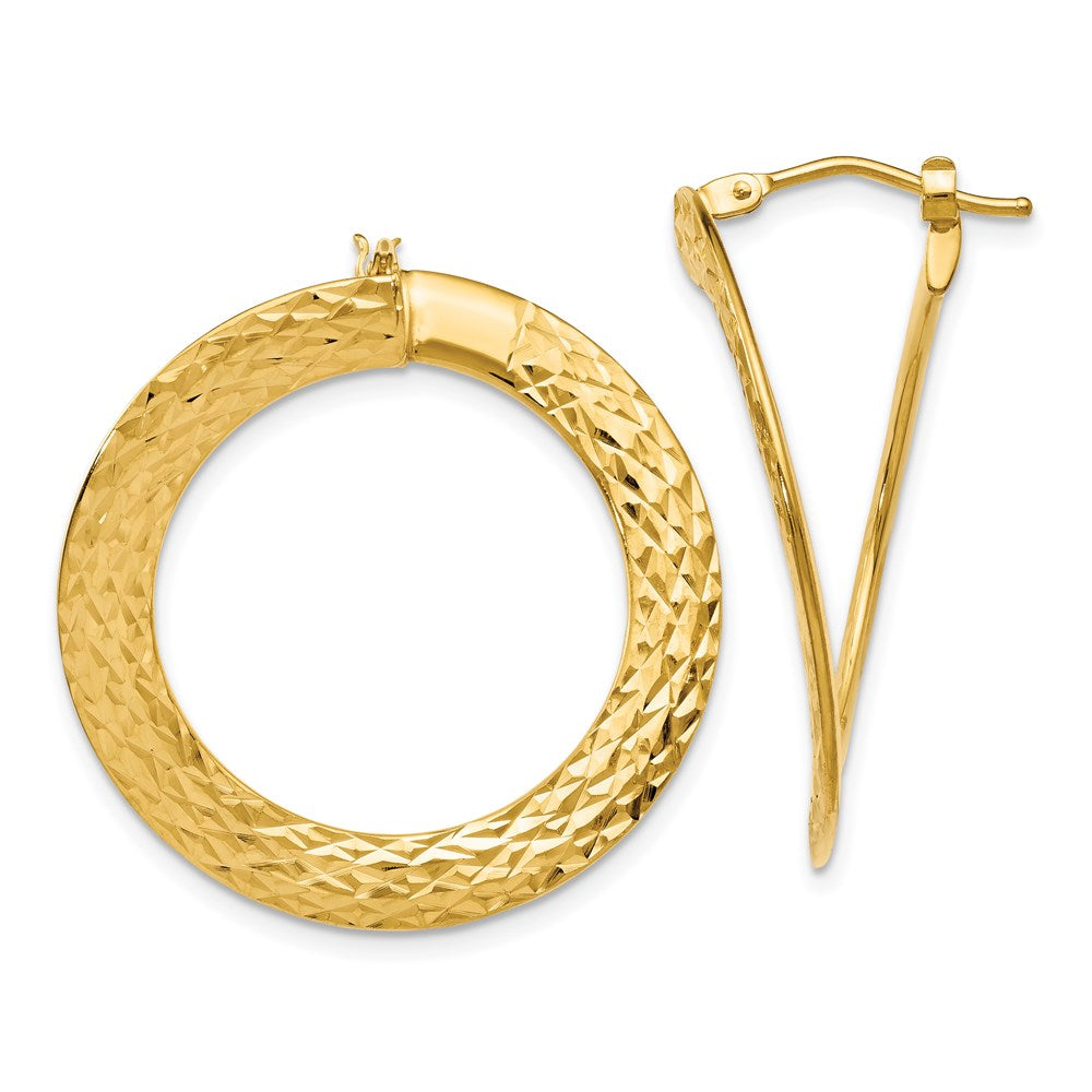 14K Gelbgold Poliert Diamantiert Gedreht Creolen