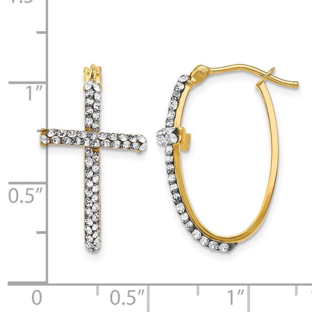 14K Gelbgold Crystals From Swarovski Poliert Kreuz Creolen
