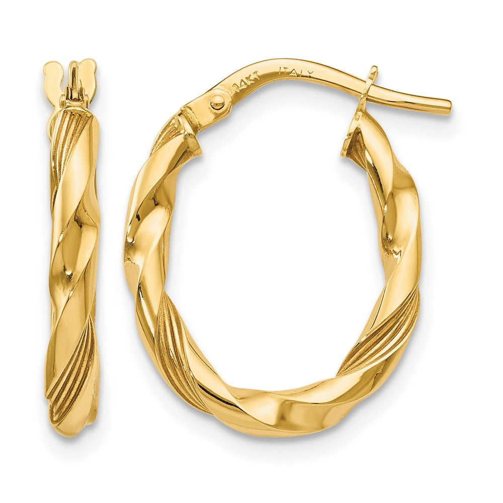14K Gelbgold Poliert und Strukturiert Creolen