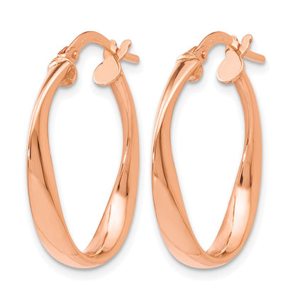 14K Gelbgold mit Rose Beschichtung Poliert Creolen