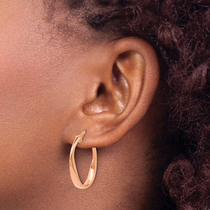 14K Gelbgold mit Rose Beschichtung Poliert Creolen