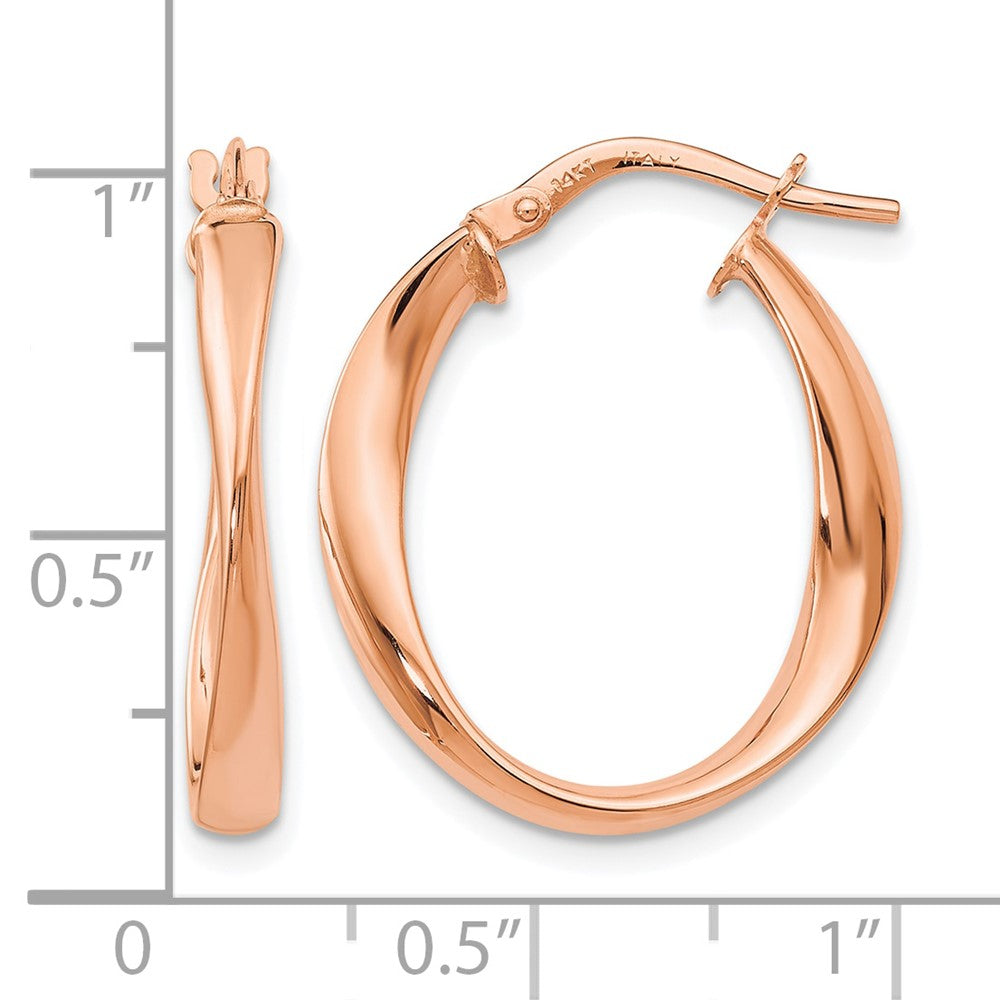14K Gelbgold mit Rose Beschichtung Poliert Creolen